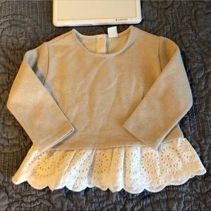babyGap Gold Glitter & Lace Sweatshirt